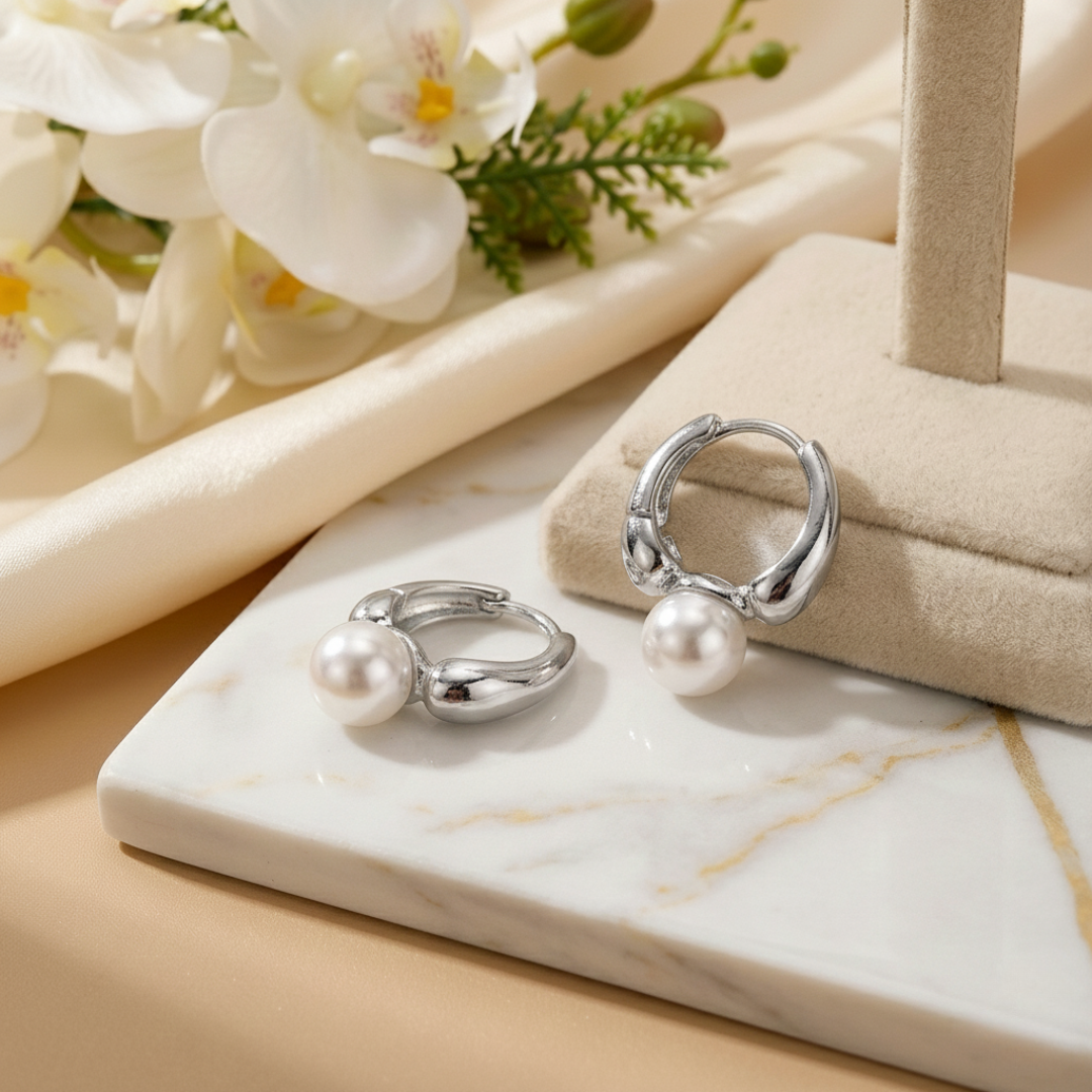 Classic Pearl Hoops