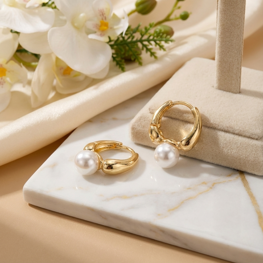 Classic Pearl Hoops