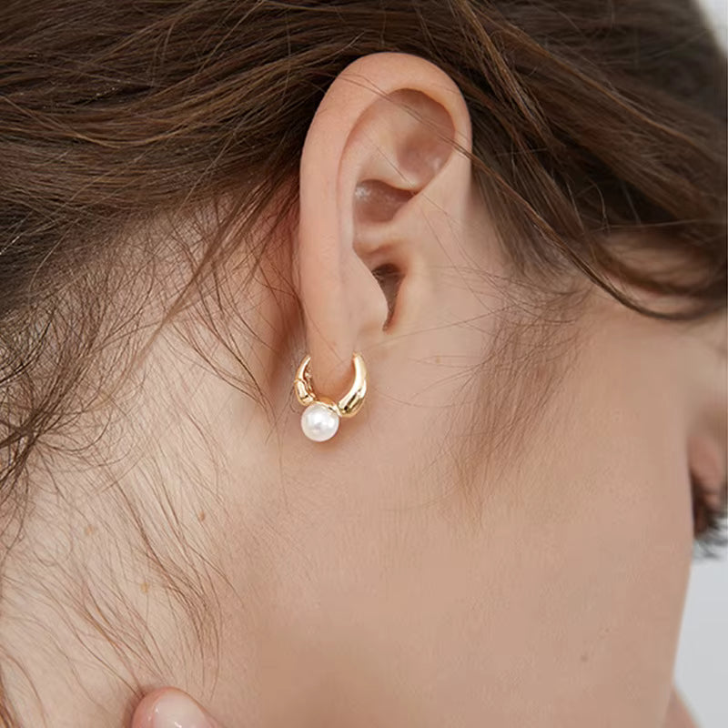 Classic Pearl Hoops